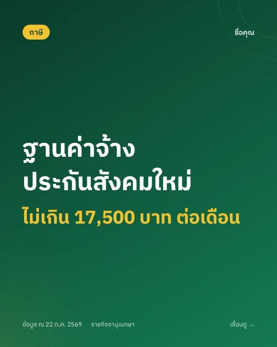 ตัวอย่างโพสต์ ฐานค่าจ้างประกันสังคมใหม่